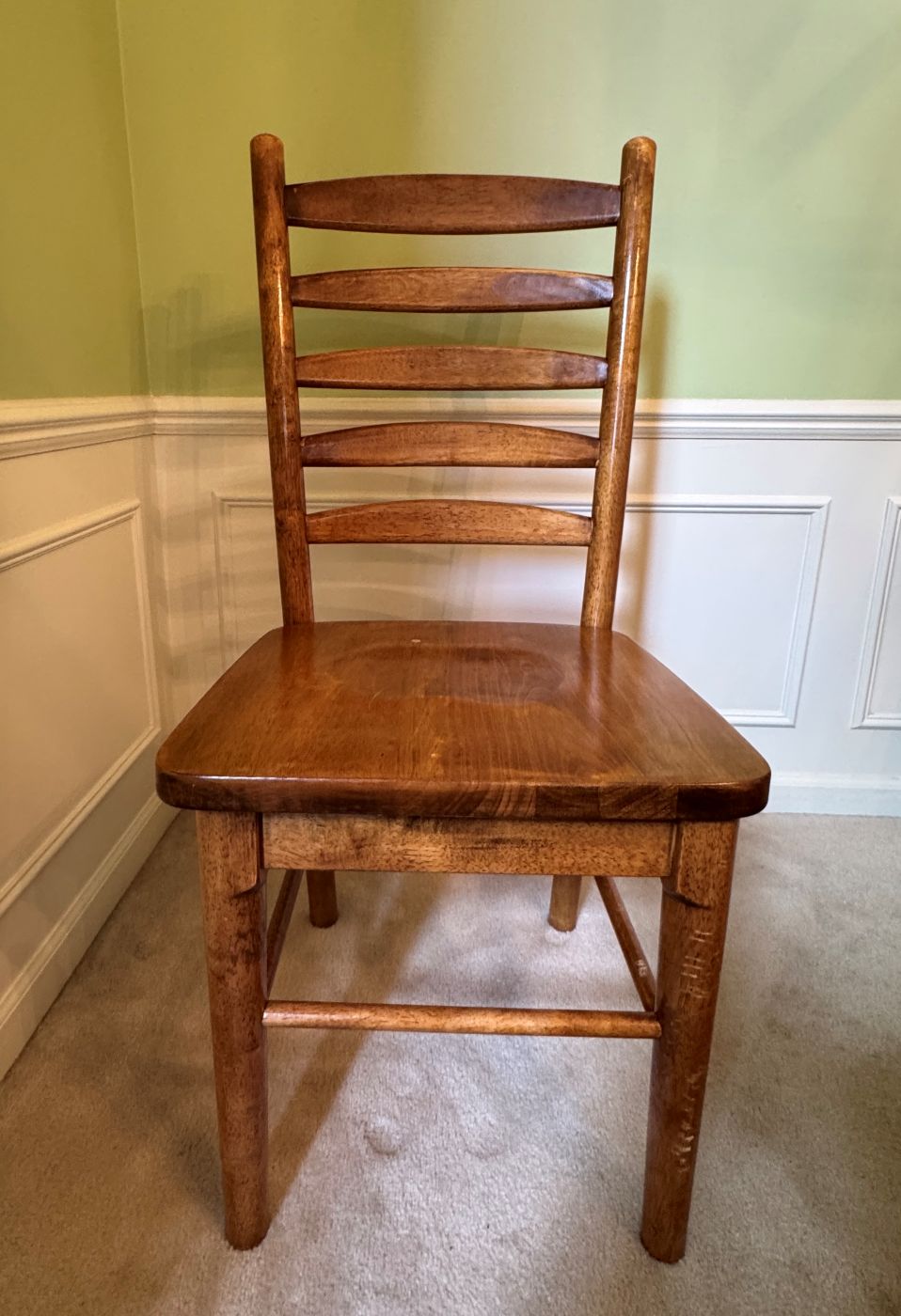 Photo of 4 heavy sturdy wood chairs (ash, maple, oak?) with or without the custom slipcovers and matching linens    $80 for chairs    $150 for everything    ask for more photos